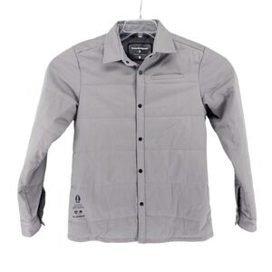Bearded Goat Men's Small Diamond Insulated Shirt‎ Jacket Coat Snap Button Gray